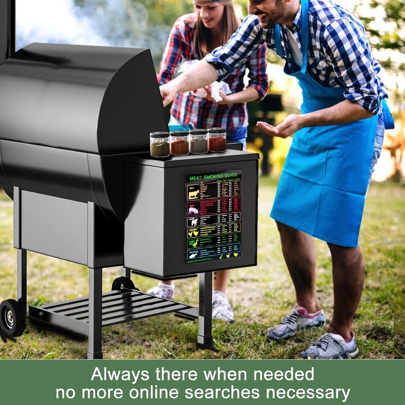 Seropy Magnetic Meat Smoking Guide, Meat Temperature Chart With 30 Meat Types, Meat Temperature Magnet for Smoker Grilling With Time & Temp Wood Flavors, BBQ Meat Smoker Accessories Cooking Times Chart - Image 2